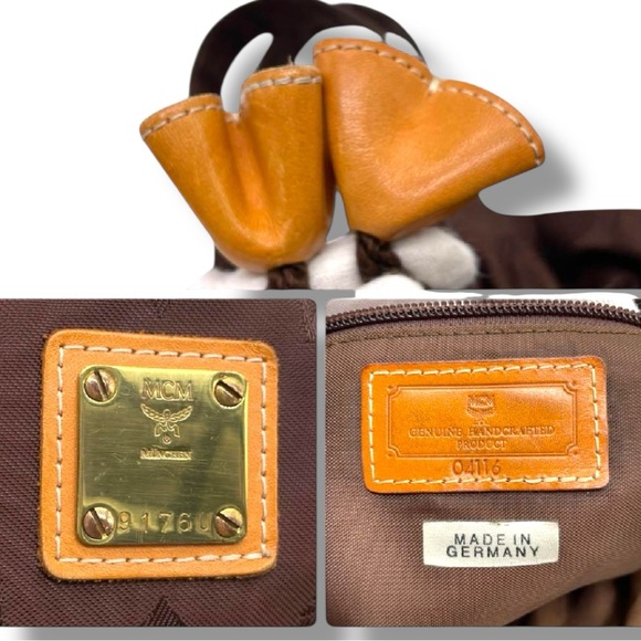 MCM Vintage Drawstring Handbag Brown Nylon Leather Trim Germany - Picture 10 of 13